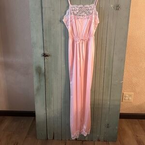 Vintage Darling Pink Lace Pajama Jumpsuit Size S Made in USA Cottagecore